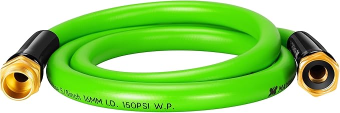 Maygrove 5 ft Garden Hose, 5/8 in ID, Heavy-Duty, Leakproof, Kink-Resistant Water Hose with Swivel Brass Fittings, 600 PSI Burst Rating, Ideal for Car Wash & Lawn Watering