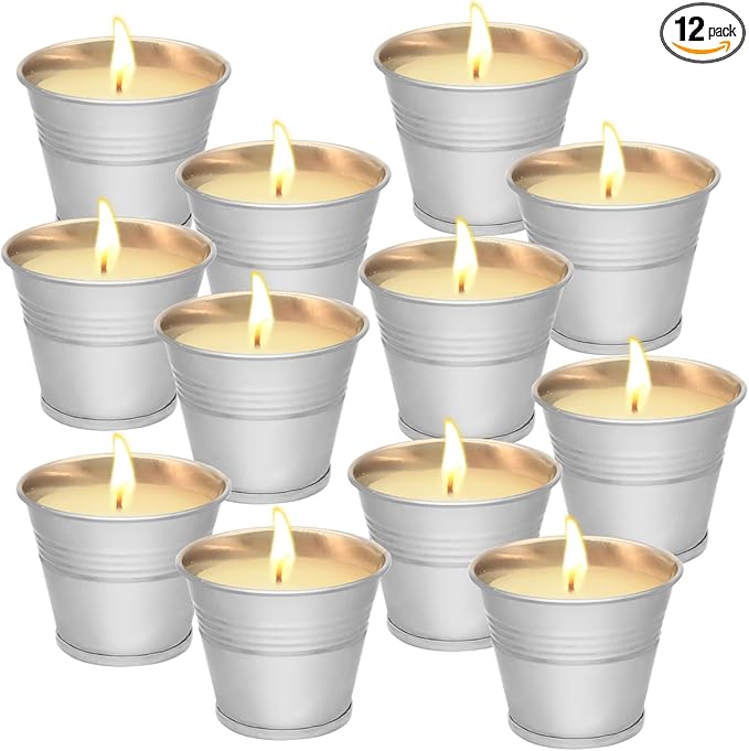 12PCS Citronella Candles - Garden Citronella Scented Candles Outdoors, 120-180 Hours Burning, Natural Soy Wax, Portable Jar Candle Gift Sets for Home Patio Yard Indoors, Balcony, Camping