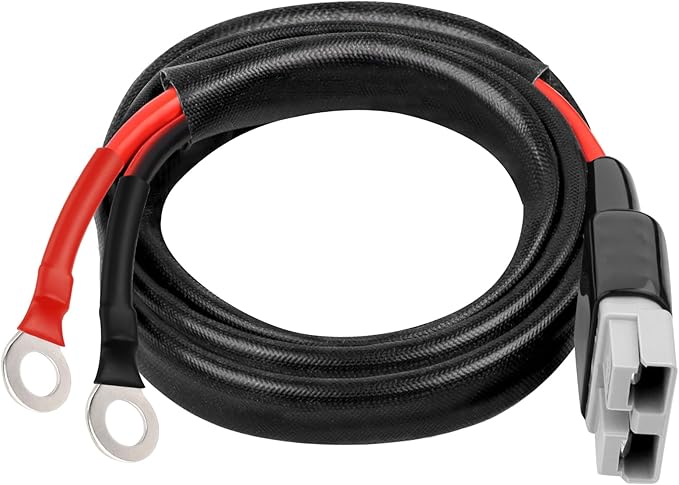 XRDS -RF 8AWG Battery Quick Connect Cable 5 FT, 50 Amp Anderson-Style Connector to O-Ring Terminal, for Solar, RV, EV, and Backup Power Systems