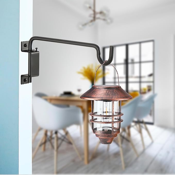 AILIN YELOKIE 12" 360° Swivel Plant Hanger - Heavy Duty Solid Steel Wall Hook, 12-Directional Adjustable for Bird Feeders, Outdoor/Indoor Plants, Garden & Patio