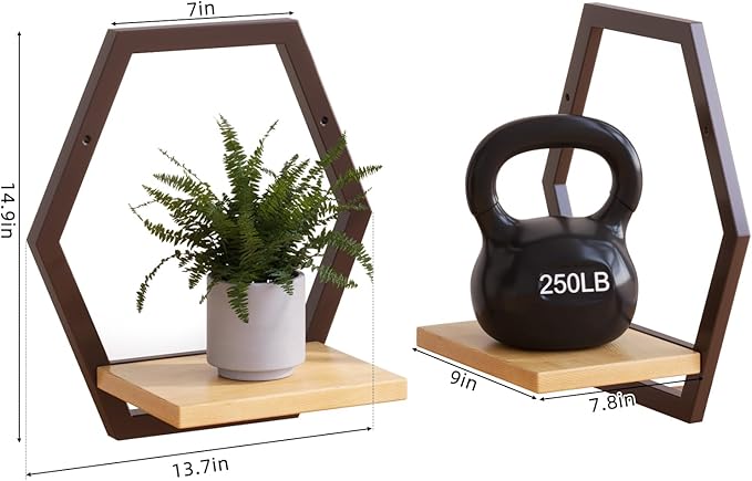 3 Packs Wall Plant Stand with Board (2 pack coffee)