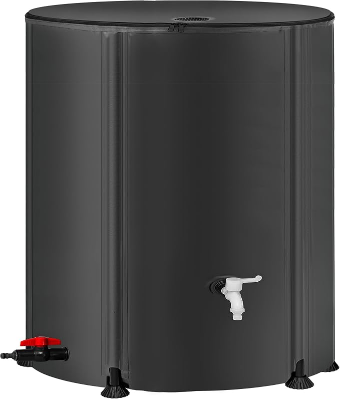Collapsible Rain Barrel Water Storage Containers-105 Gallon Portable Rainwater Collect System Water Tank to Collect Rainwater from Gutter Downspout Water Catcher with Spigots,Filter＆Overflow Kits