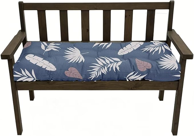 40x20in Bench Cushion Waterproof Porch Swing Cushions Floral Patio Bench Seat Pad Patio Chair Pad for Garden Blue Grey