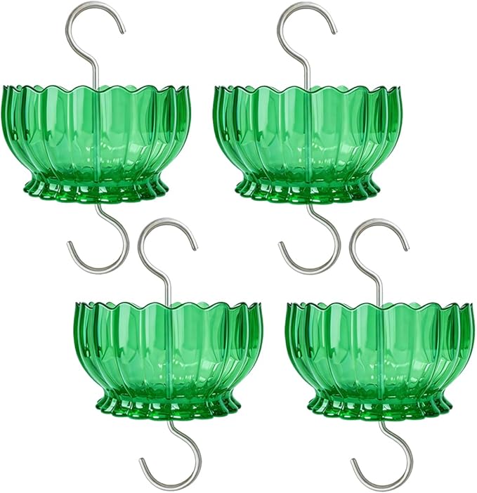 Extra Large Ant Moat for Hummingbird Feeder - Pack of 4PC x 9 OZ Capacity Insect Guard Daisy (Green)