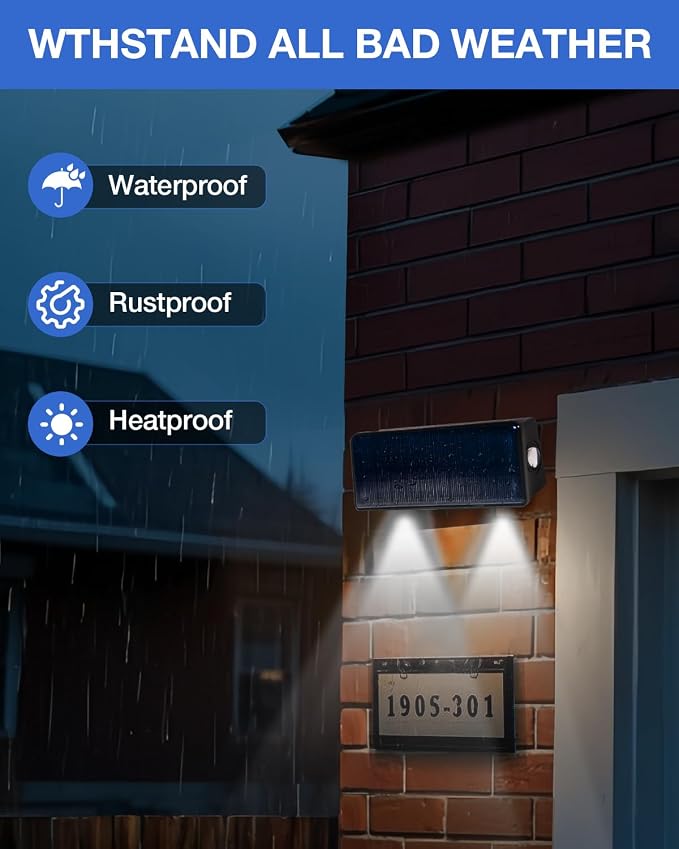 Fence Lights Solar Powered Outdoor Waterproof Outside Wall LED Landscaping Lamp 12 Pack for Yard, Deck, Patio, Rail, Garage, Pool, Balcony, Energy Efficient Cool White Safety and Ambiance,Easy Install