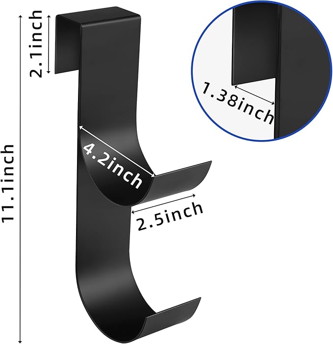 codree 2 Pcs Pool Fence Hooks for Pool Equipment- Black Heavy Duty Fence Hooks for Pool Poles- Slipe-on Fence Hanger for Pool Hose Pool Skimmer, Fit 3/4 Inch to 1-1/4 inch Railing