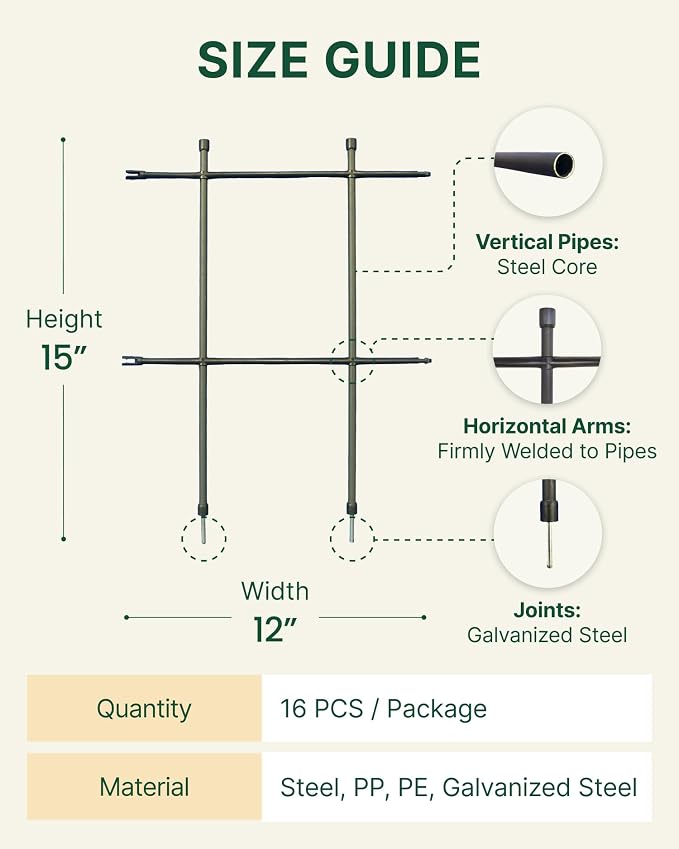 DAIM Multi Link Trellis Plant Support Garden Trellis for Climbing Plants Outdoor Plant Supports for Indoor Plants Stackable Fence Tower Modular L or V-Shape for Balconies & Gardens, Gray, 16 Pieces