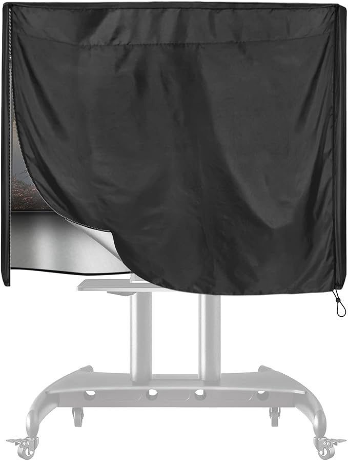 Mobile Outdoor TV Stand Cover for 60-72 Inches Mobile TV Cart Black Waterproof Moisture-proof Dust-proof TV Screen Protection Cover