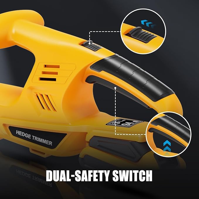Cordless Hedge Trimmer 18 Inch, Electric Shrub Trimmer Compatible with Dewalt MAX 20V Battery, Lightweight 3.7 Lbs Bush Clipper with 5/8" Cutting Capacity & Dual Safety Switch, Tool Only