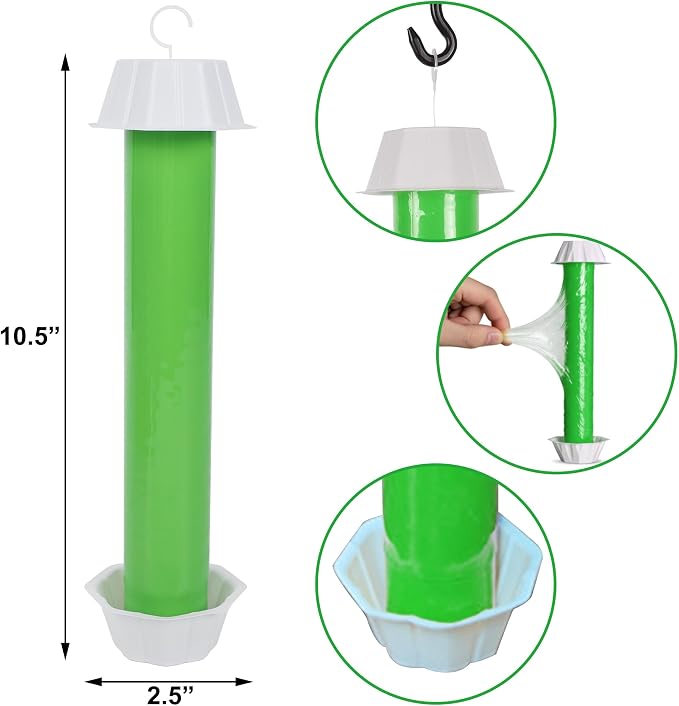 Fly Stick Sticky Fly Traps for Indoors Outdoor 8pk, Sticky Hanging Fly Stick, Flying Insect Trap, wasp Trap (Green 8PCS)
