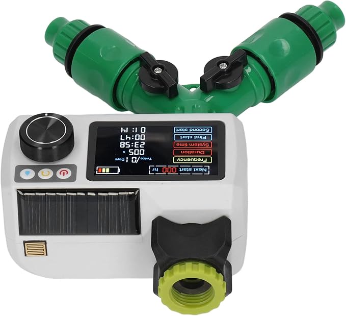 Solar Smart Water Timer, Solar Powered Hose Timer Automatic Drip Irrigation Kit for Outdoor Garden Lawn Irrigation System, Programmable and Rain Detection