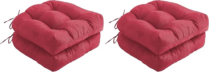 IPYNBAP Outdoor Chair Cushions Set of 2, Patio Chair Cushions with Ties, 17x17+4” Tufted Outdoor Seat Cushions, Waterproof Patio Furniture Cushions, Outdoor Dining Chair Pads, Burgundy (Pack of 2)