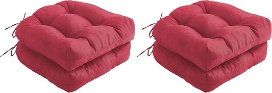 IPYNBAP Outdoor Chair Cushions Set of 2, Patio Chair Cushions with Ties, 17x17+4” Tufted Outdoor Seat Cushions, Waterproof Patio Furniture Cushions, Outdoor Dining Chair Pads, Burgundy (Pack of 2)