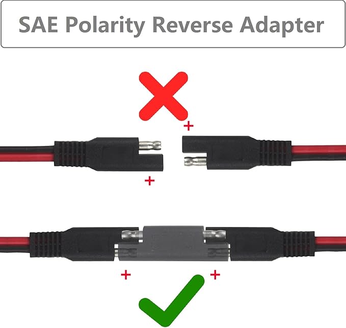 SAE to Battery Alligator Clip - 12V SAE 2Pin Quick Disconnect Cable 10ft SAE to Battery Clamp Cord 15A Fuse (10FT)