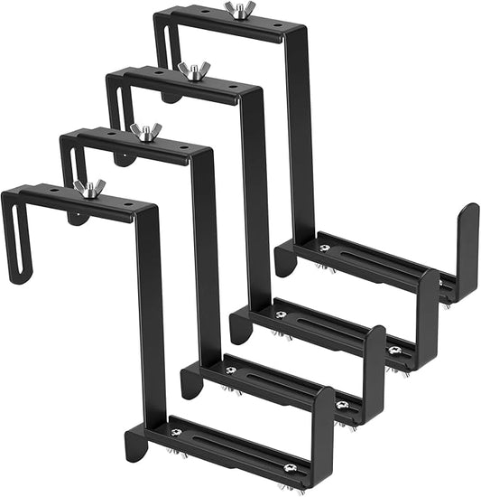 VIVIKEN Planter Box Brackets, Adjustable Flower Brackets for Deck Railing, No Drill Window Bracket for Outdoor Planters-4 Pack