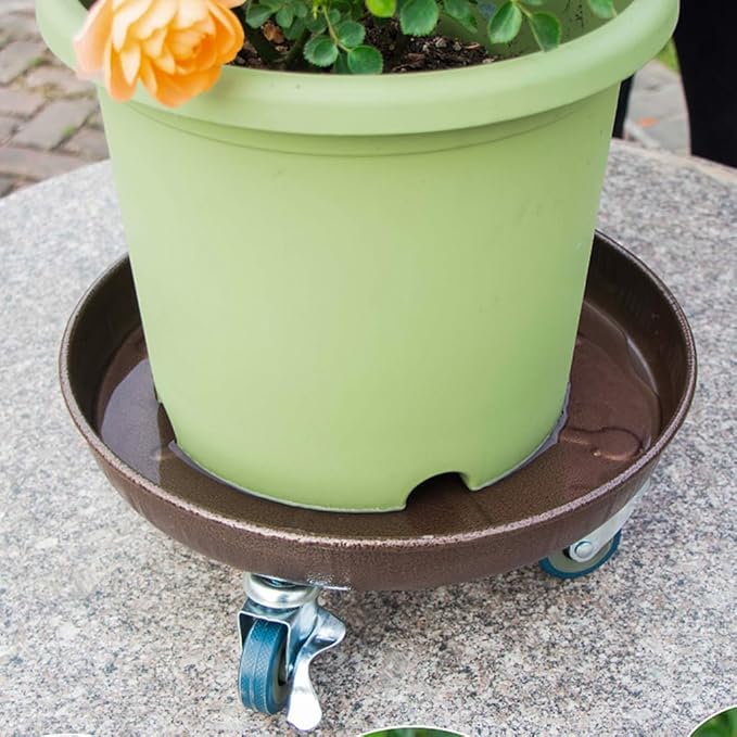 14" Heavy Duty Plant Dolly with Wheels, 280lbs Metal Rolling Plant Stand with Casters, Round Wheeled Planter Caddy Roller Base Carry Potted Tree Flower Pot for Indoor Outdoor Garden, 3 Pack, Bronze