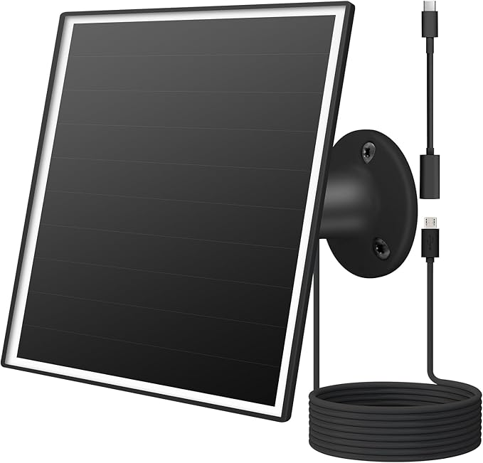6W Solar Panel for Outdoor Security Camera with Micro USB & USB - C Port, Solar Panel Charger for Battery Camera，Fits Wyze/Reolink DC 5V Output, IP65/360° Adjustable, 9.8ft Cable, Fast Charging