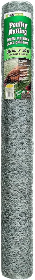 YARDGARD 1 Inch Poultry Netting, Chicken Wire Fence, 20 Gauge Galvanized Steel, Rabbit Fencing, Bird Enclosures, Garden Protection and Plant Support, 36 Inches x 50 Feet