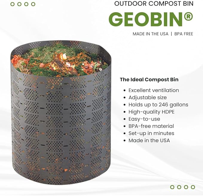 Compost Bin by GEOBIN - 246 Gallon, Expandable, Easy Assembly, Made in The USA (Green)