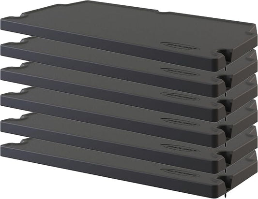 Suncast 6 Pack Vertical Shed Shelf Kit, Space Saving Shelving for Wall Mount Outdoor Storage Structures, 27.75" W x 14.5" D x 1.25" H, Black
