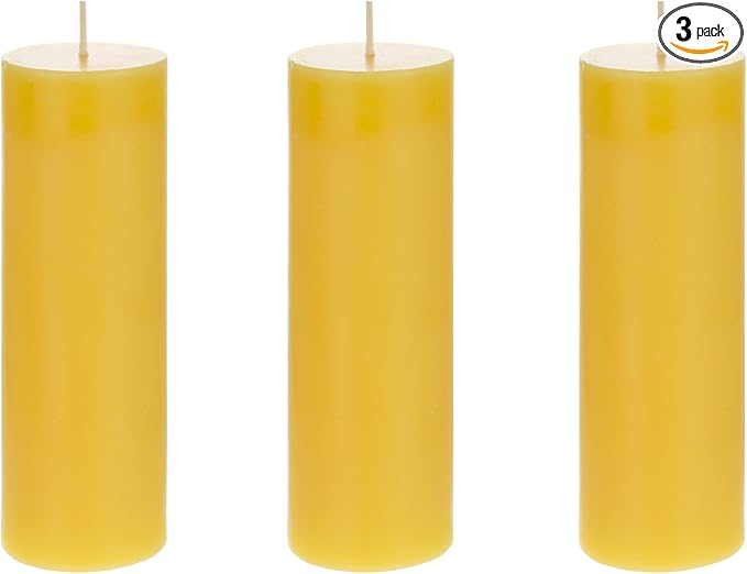 Mega Candles 3 pcs Scented Solid Citronella Pillar Candles, Hand Poured Wax Candle 2 Inch x 6 Inch, Indoor & Outdoor Use, Camping, Festivities, Events, Party Usage, Patio, Barbecue BBQ, Picnics