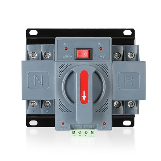 63Amp 220V AC Dual Power Automatic Transfer Switch, ATS 2P Manual Changeover Electrical Switch, Solar Back Up Power Auto Selector Overvoltage, Undervoltage 50/60Hz CE Certified