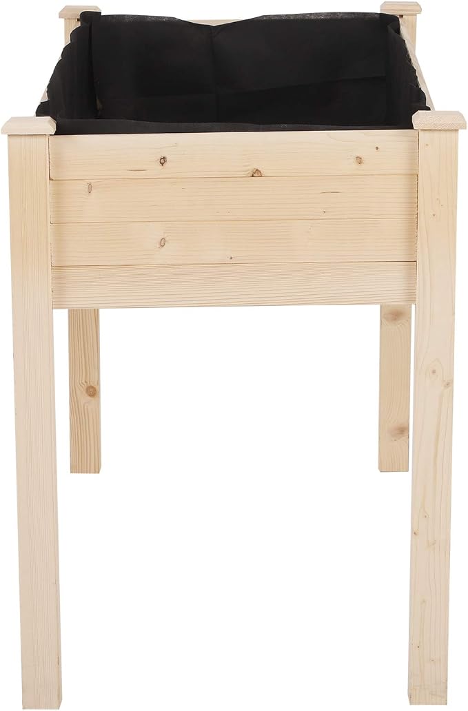Outsunny Raised Garden Bed with Legs, 48" x 22" x 30", Elevated Wooden Planter Box, Self-Draining with Bed Liner for Vegetables, Herbs, and Flowers Backyard, Patio, Balcony Use, Natural