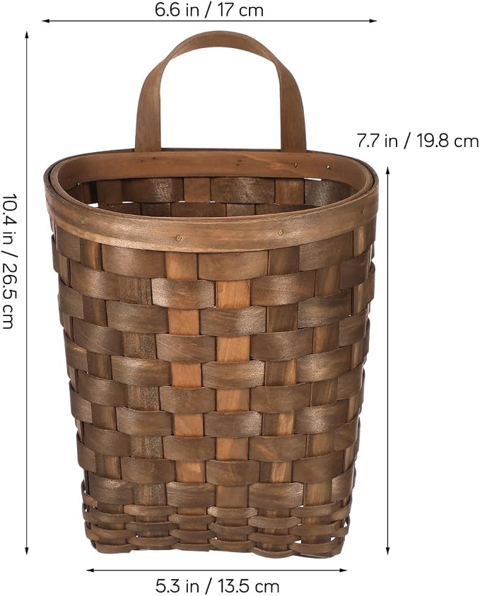 Alipis Hanging Basket Woven Wall Storage Organizer 9.84X6.69X15.94In Rustic Wicker Basket for Kitchen Vegetables Flowers and Home Decor