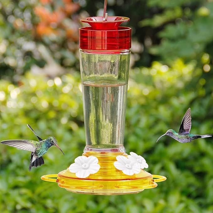 Hummingbird Feeder Replacement Parts - 16 PCS White Flowers, Bee Guards for Perky Pet Glass Plastic Feeder Base