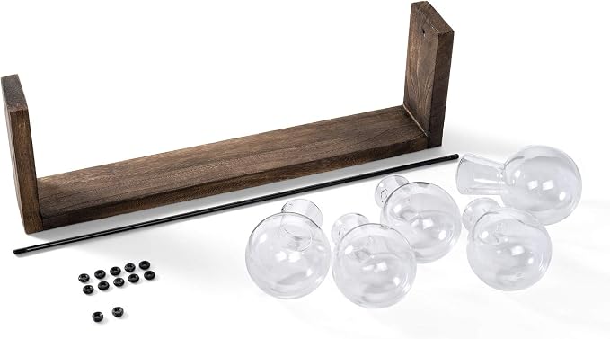 Mkono Plant Terrarium with Wooden Stand, Wall Hanging Glass Planter Desktop Plant Propagation Vase with Metal Swivel Retro Rack for Hydroponics Plants Home Office Decor