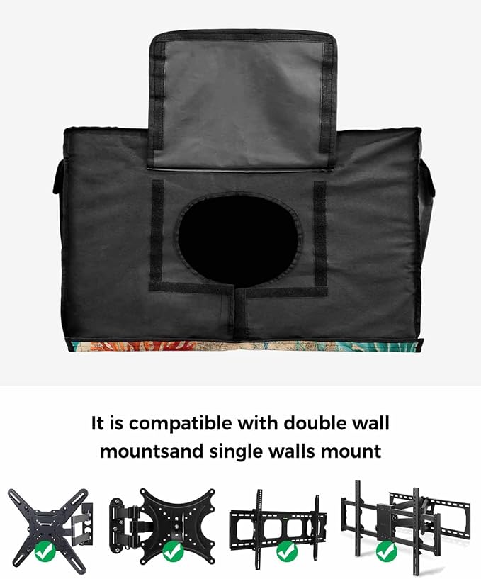 T&H XHome Outdoor TV Cover - Nautical Theme Marine Life Seahorse Waterproof and Weatherproof 36"-39" LCD Movable Shield TV Display Screen Protector Outside Television Covers