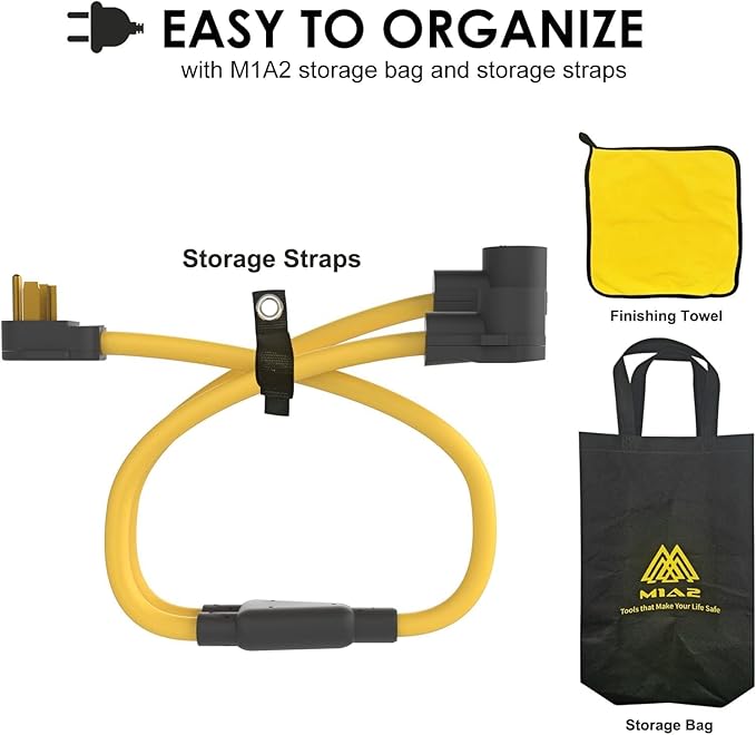 4 Prong 30 amp NEMA 14-30 Splitter Cord for New Dryer EV Level 2 Charging 14-30P to 2X 14-30R Dual Y Adapter Cable One Device at a Time