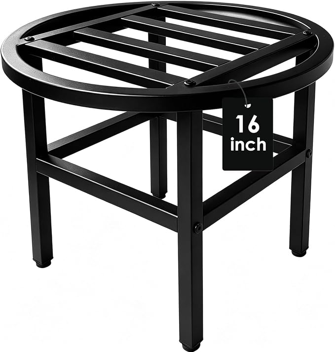 Plant Stand Indoor Outdoor,16 Inch Round Metal Plant Stands Riser,Heavy Duty Wrought Iron Pedestal Holders for Large Flower Pot,Outside Rust-Proof Black Flower Display Shelf for Patio,1-Pack
