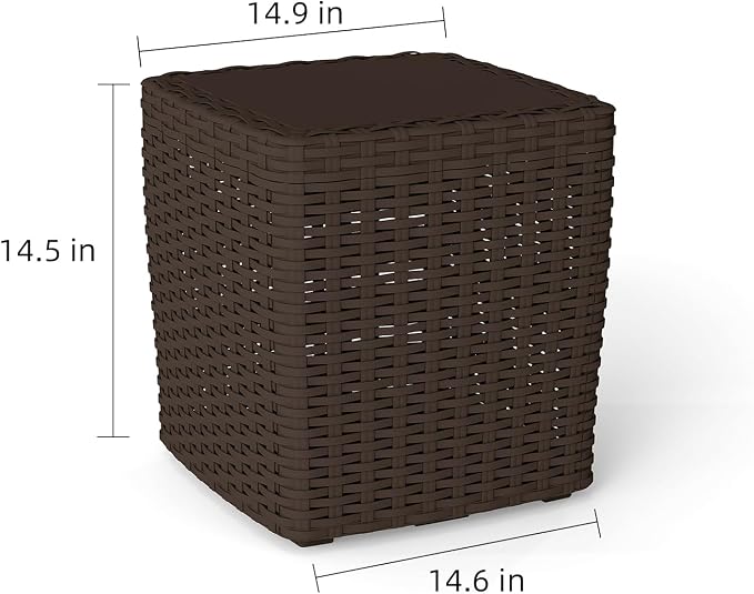 14 Gallon Outdoor Storage Box, Faux Rattan Deck Box with Removable Lid & Lockable Feature, All-Weather Waterproof Storage Bench for Poolside, Garden Tools Delivery Packages, Brown