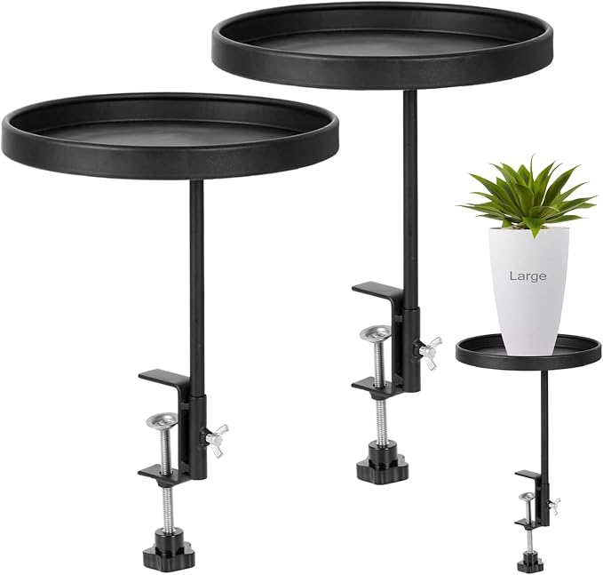 AQQHSAIN 2 Pcs Windowsill Clamp Tray Adjustable Metal Window Plant Shelves Stand Holder 7.9inch Window Planter Floating Shelves Windowsill Extension Tray for Indoor Plants Home Display Decor (Black)
