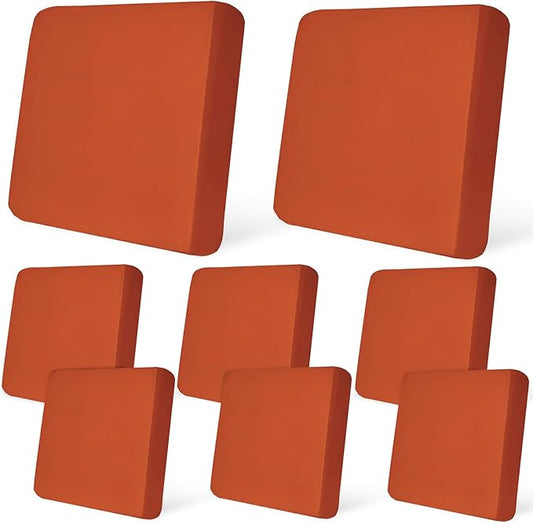 pickyNproud 8Pcs Patio Cushion Covers Stretch Outdoor Couch Cushions Slipcovers Replacement Washable Furniture Protector with Elastic Bottom Sofa Chair Seat Cover, Red Orange