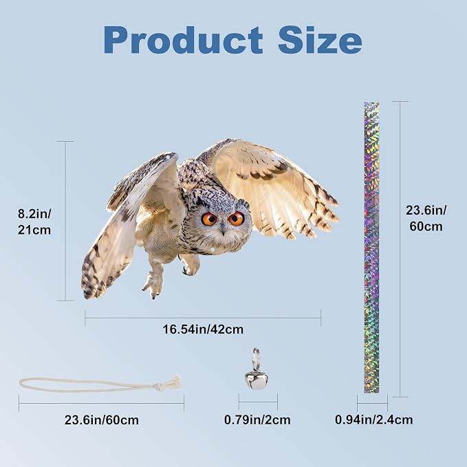 Fake Owl to Keep Pigeon Away from Roof, 4PCS Flat Plastic Owls with Reflective Tape, Pigeon Scare Devices, Garden Owls to Scare Woodpecker Squirrel, Hanging Owl Decor for Porch Patio Outside