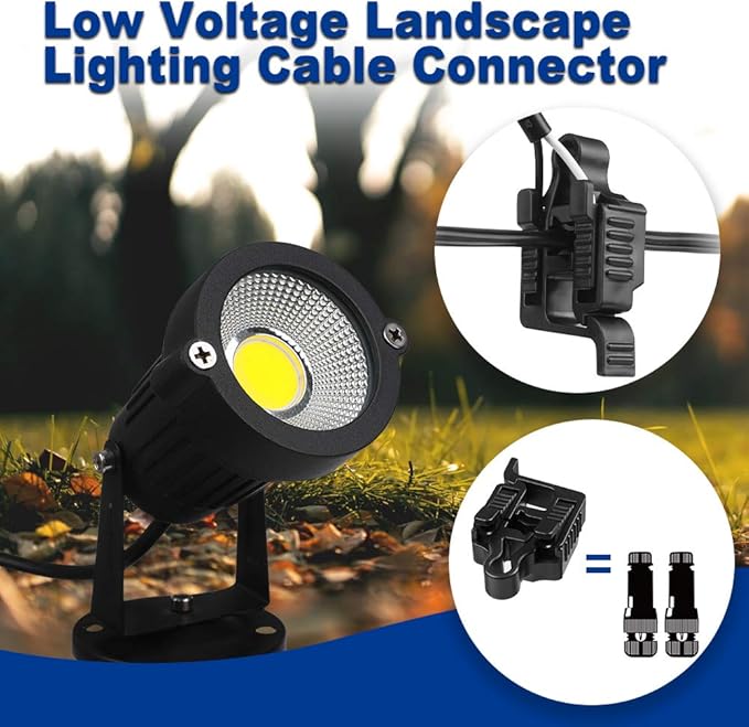 Low Voltage Landscape Wire Connectors 12-18 Gauge UL Listed Low Voltage Cable Connector Outdoor Lighting Connectors for Landscape Lighting/Pathway Light/Spotlight, Pack of 10