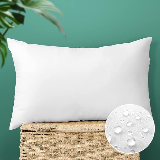 OTOSTAR Outdoor Throw Pillow Inserts - Pack of 1 Water Resistant Cushion Inner Pads for Patio Garden Coffee House Decorative Waterproof Pillow Inserts 12x20 Inch -White
