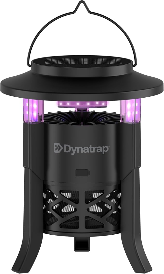 Dynatrap Outdoor Bug Trap 1/4 Acre UV LED Light Mosquito, Fly, Gnat, Moth, Wasp Trap, Chemical-Free Bug Zapper Alternative, Rechargeable and Portable Flying Insect Catcher with Cordless Capability