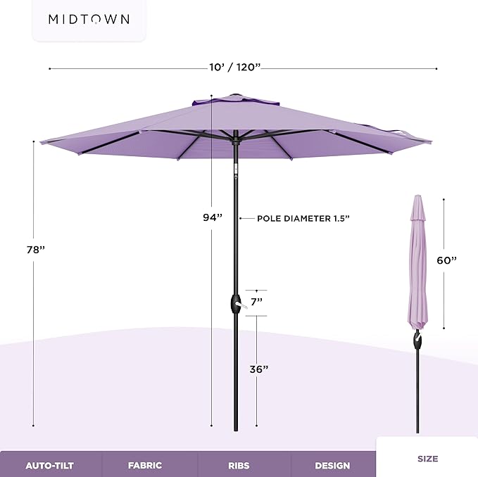 The Lean Patio Umbrella (Terylast Fabric - Midtown Purple, 10 Foot)