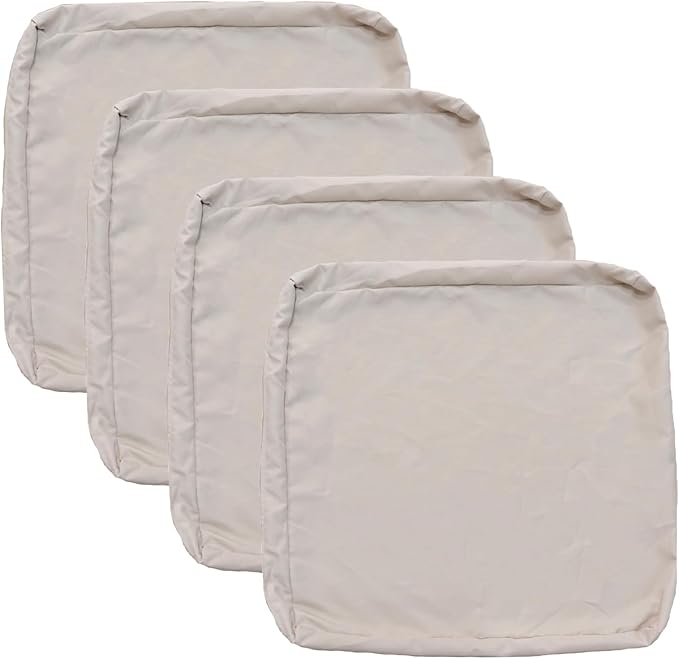FLYMEI Patio Cushion Covers 25x25x5 Waterproof Outdoor Cushion Cover Replacement 4Packs Outdoor Seat Cushion Slipcover for Rattan Chair Sofa, Apricot