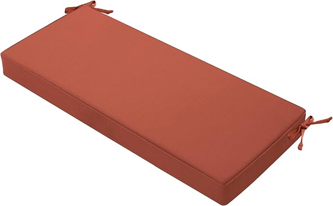 Favoyard Outdoor Bench Cushion 42 x 18 Inch Waterproof Patio Furniture Cushions 3-Year Color Fastness Garden Sofa Settee Couch Swing Pads with Handle and Attach Ties, Spice