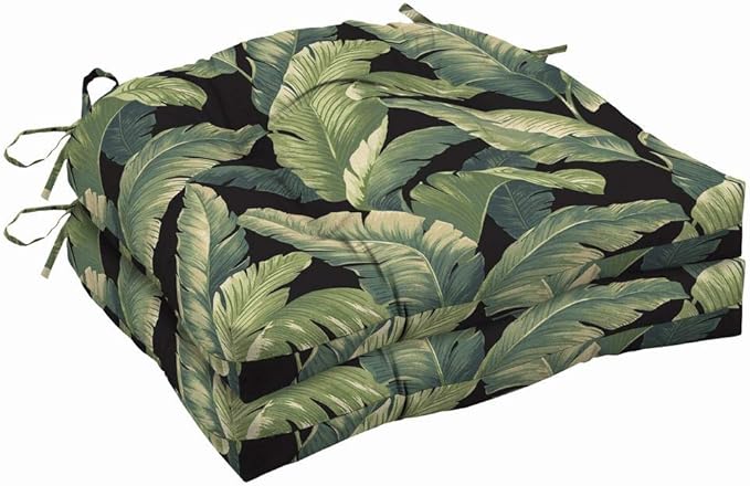 Arden Indoor/Outdoor Rocking Chair Or Wicker Chair Cushion, 2-Pack, 20 x 18, Water Repellent, Rain Proof, Fade Resistant Cushion for Rocking Or Rounded Back Chair Onyx Cebu