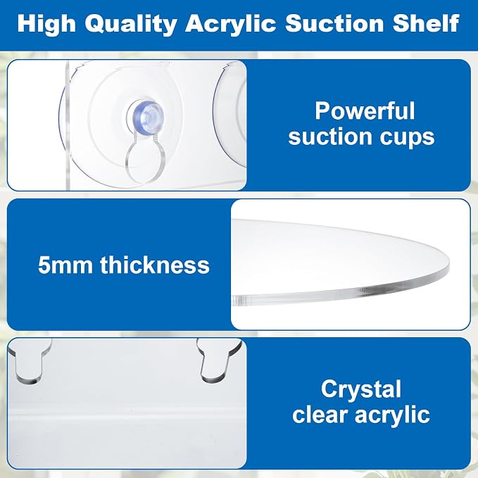 YAYODS 6 Pcs Aquarium Shelf, Acrylic Window Plant Shelf Suction Cup Shelf for Indoor Plant Substrate, Fish Tank, Seed Starter Pots
