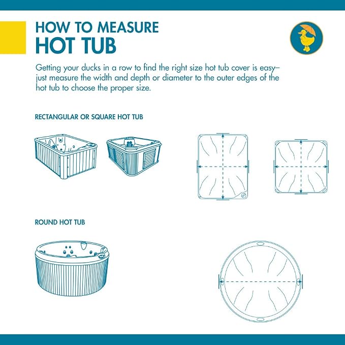 DUCKCOVERS® Ultimate Water-Resistant 94 Inch Square Hot Tub Cover Cap, Outdoor Spa Cover