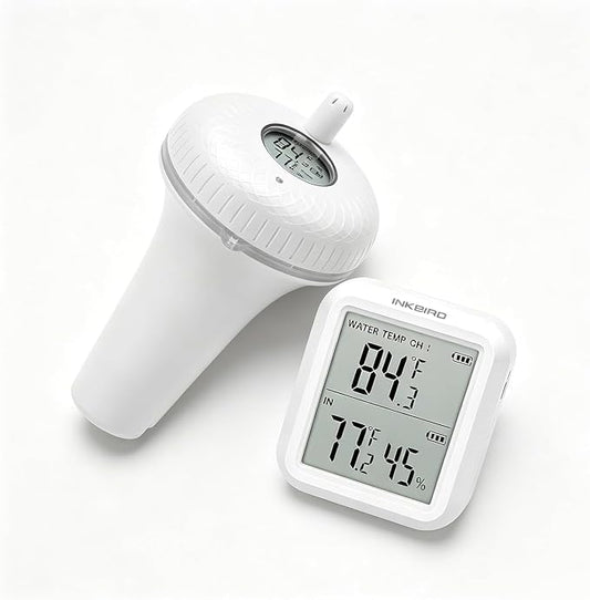 INKBIRD Pool Thermometer Wireless，Pool Temperature Thermometer Floating Easy Read for Swimming, Hot Tub, with Indoor Receiver for Temperature Reading
