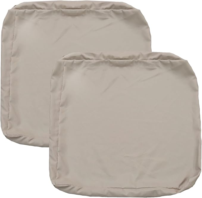 FLYMEI Patio Cushion Covers 24x24x4 Waterproof Outdoor Cushion Cover Replacement 2Packs Outdoor Seat Cushion Slipcover for Rattan Chair Sofa, Beige