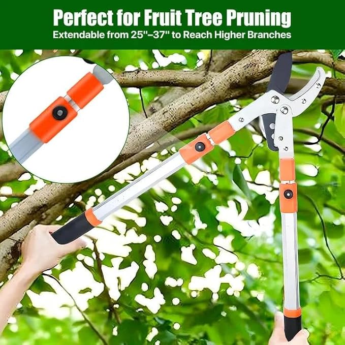 Likorlove Loppers for Tree Trimming Heavy Duty, 25-37" Extendable Loppers for Gardening Sharp Steel Branch Cutter,1.5" Cut Capacity,Shock Absorbing Handle, for Gardening and Pruning
