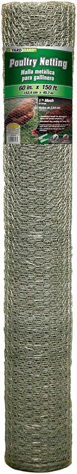 YARDGARD 1 Inch Poultry Netting, Chicken Wire Fence, 20 Gauge Galvanized Steel, Rabbit Fencing, Bird Enclosures, Garden Protection and Plant Support, 28 Inches x 25 Feet